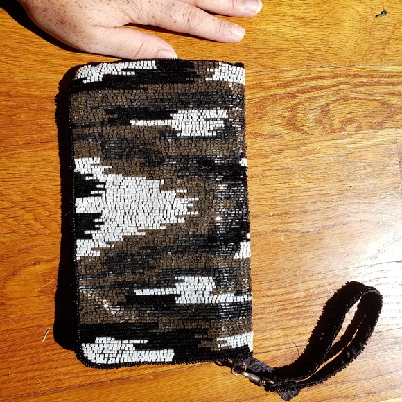 Express Beaded Black and Grey Clutch - Picture 7 of 7